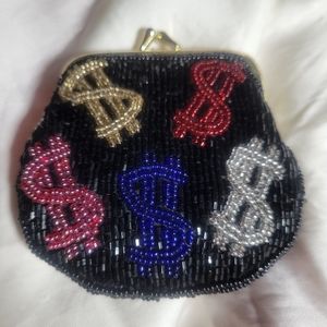 Beaded Vintage Dollar $$$ Change Purse